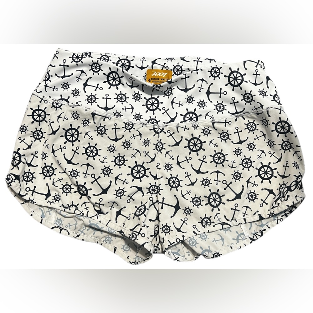 Zoot White Athletic Shorts with Black Nautical Print